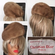 Vintage CHRISTIAN DIOR Paris France Fur Hat 50s