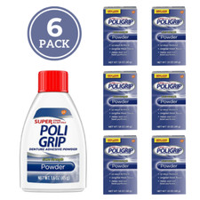 6/Pk Super Poligrip Extra Strength Denture Adhesive Powder 1.6 oz, All Day Hold