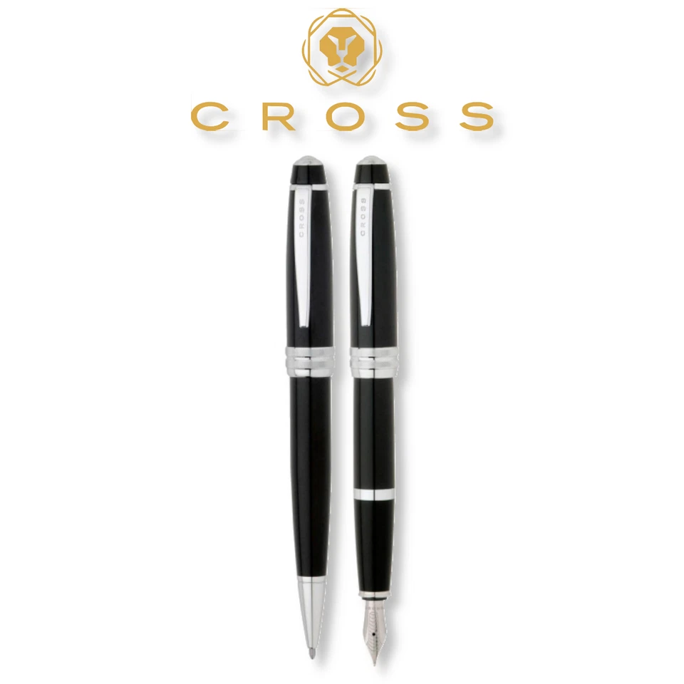 Cross Kugelschreiber Füllhalter Schreibset Bailey glanz-Lack schwarz chrom Etui - Bild 2 von 2