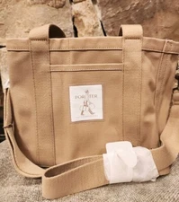 Porter International BLOCKER Taupe Cotton Canvas Handbag Khaki Shoulder Tote NWT
