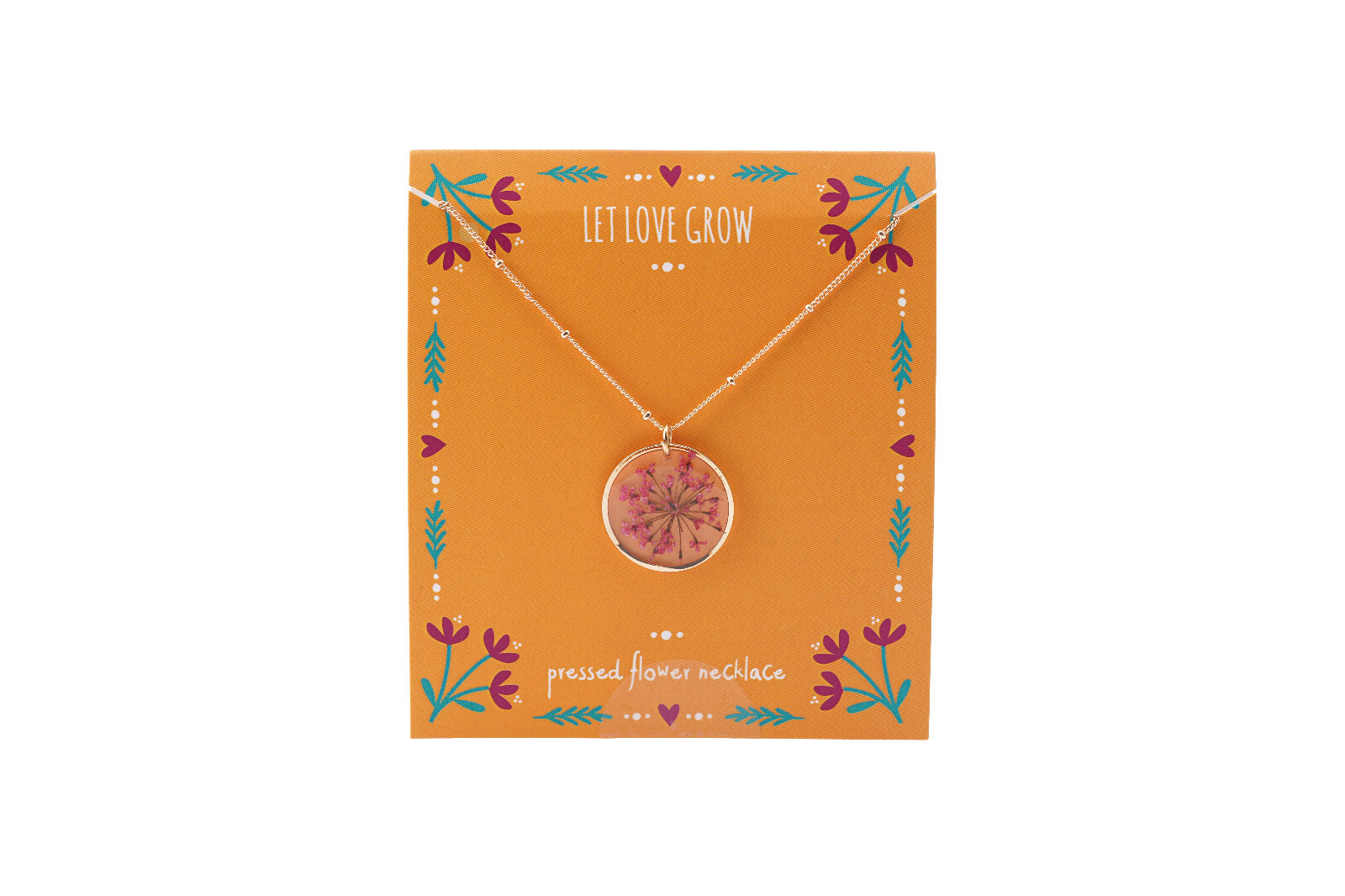 LET LOVE GROW Pressed Flower necklace Flowers necklaces gift floral positivity