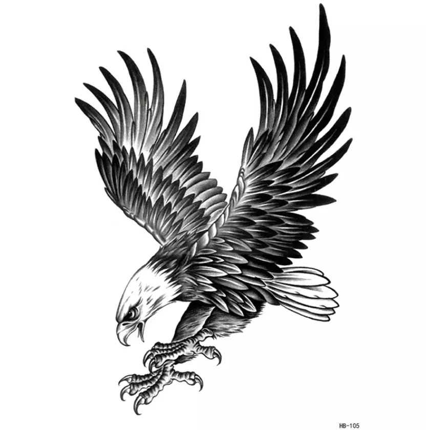 Temporary Large Realistic Eagle Tattoo Black Bird Tattoos Art Waterproof  Sticker | eBay