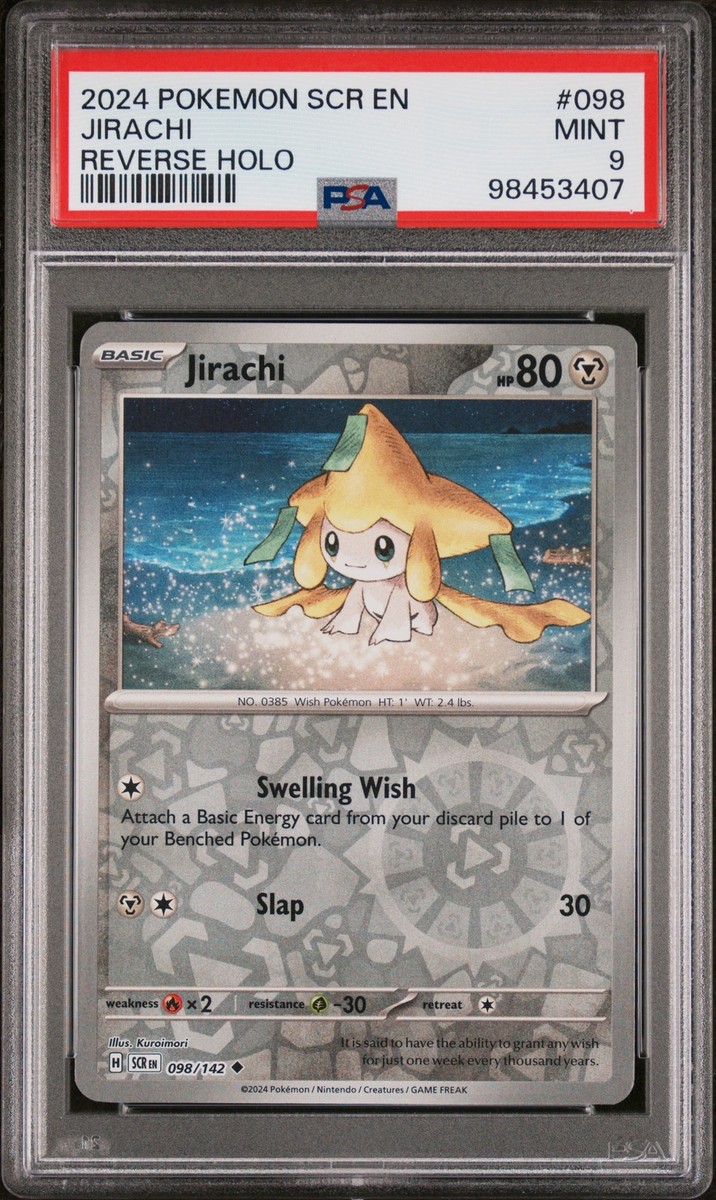 2024 POKEMON STELLAR CROWN SCR EN #98 JIRACHI REVERSE HOLO PSA 9