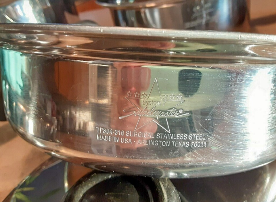 Saladmaster 11 Piece Set Pots Pans W/Vapo Lids Skillet Dutch Steamer