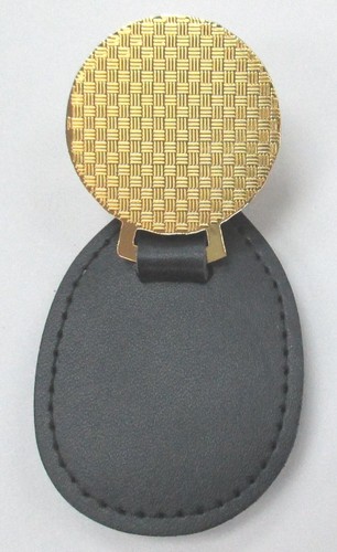 White Chrysler LeBARON 53D1 Royal Gold Tone Leather Key Ring 1983 1984 1985 1986 - Picture 3 of 6