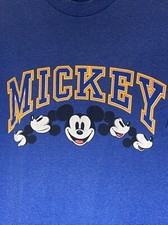 Vtg Mickey Mouse Disney Designs Faces Blue Striped T Shirt L XL SS USA Made