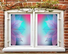 3D Pink Leaves O425 Window Film Print Sticker Cling Stained Glass UV Block Am