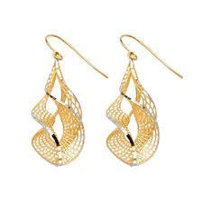 Wellingsale 14k Two Tone Gold Hanging Earrings (36 x mm)