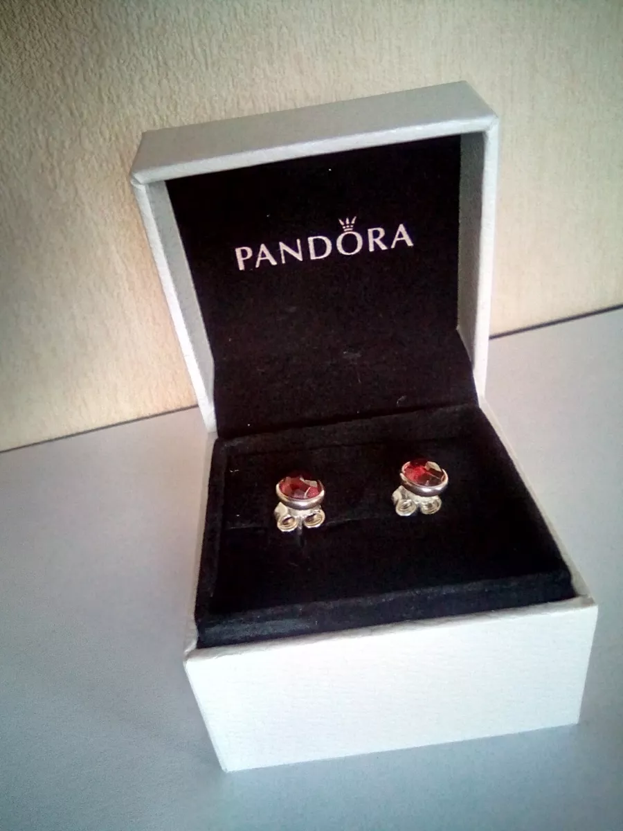 925 Sterling Silver Pandora birthstone earrings Pandora silver garnet earrings