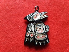 NORTHWEST COAST CARVED MOOSE ANTLER PENDANT THUNDERBIRD EFFIGY  WY-0824*08461