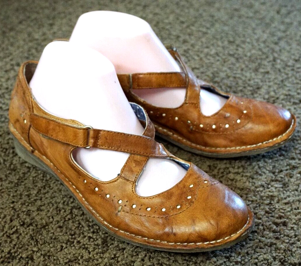 Women s Khrio mary jane flat brown leather slip on EU 39 US 9 eBay
