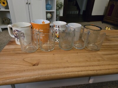 Lot Of Ten Coffee Mugs Glass Ceramic And More
