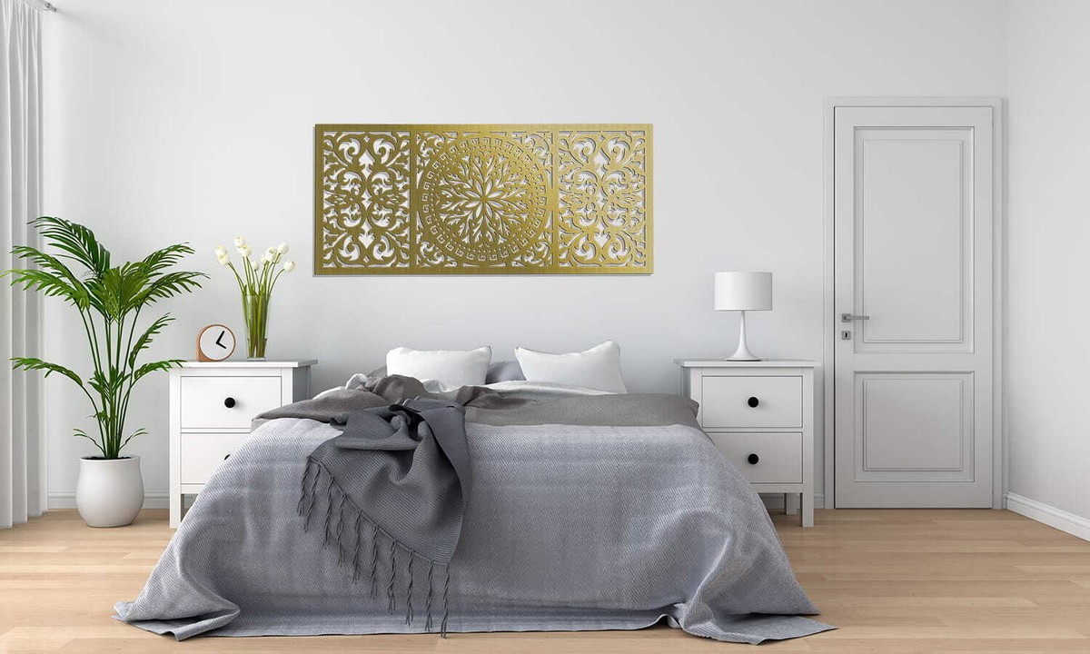Décoration murale 3D Giovanna, tripyptique, décoration murale, 70 x 168 cm, noir