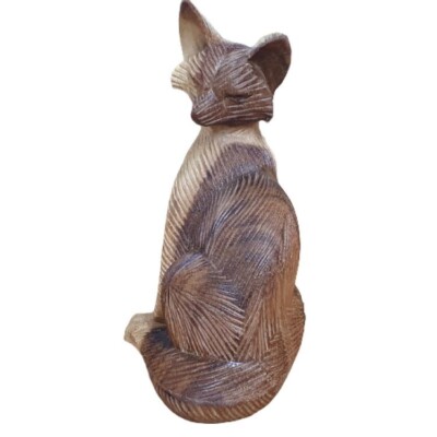 Handgeschnitzter Fuchs, Suar Holzschnitzerei, handgeschnitzte Statue, Ornament