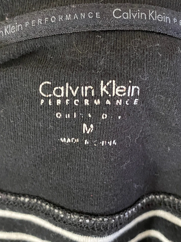 Calvin Klein Shirt Womens Medium Black White Performance Long Sleeve Striped - Image 3 of 3