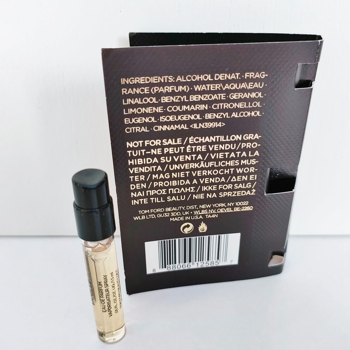 Tom Ford Tobacco Vanille Eau De Parfum mini Spray Fragrance, 1.5ml, Brand  New!