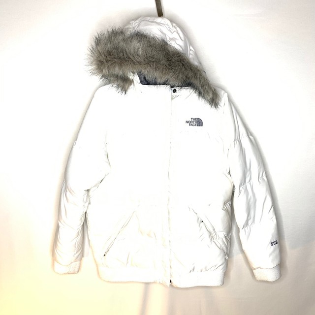 white north face puffer coat