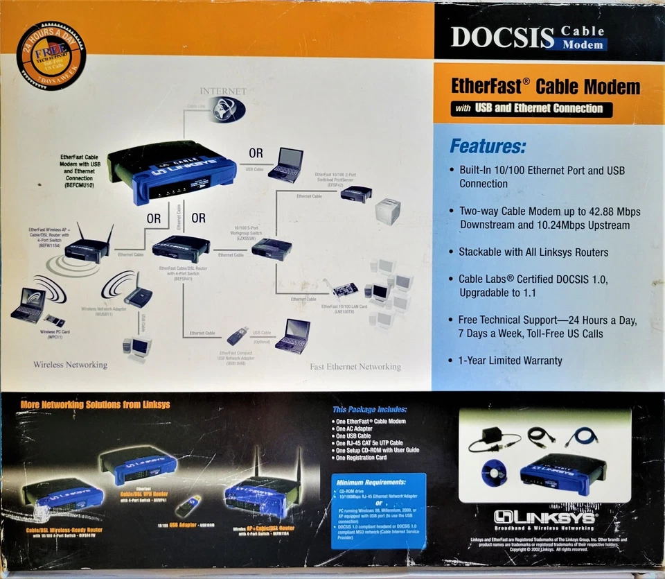 Linksys EtherFast Cable Modem with USB & Ethernet Connections (BEFCMU10 ver. 2) - Image 2 of 4