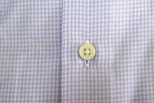 ERMENEGILDO ZEGNA Men's Lavender White Micro Check Cotton Long Sleeve Shirt 2XL