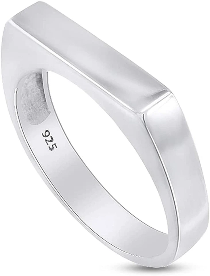 Stackable Signet Men's Ring 14k Gold Plated Sterling Silver 925 - Image 2 of 4