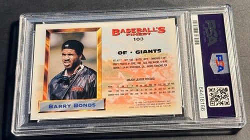 Barry Bonds Finest #103 1993 PSA 8 nuevo soporte - Imagen 2 de 2
