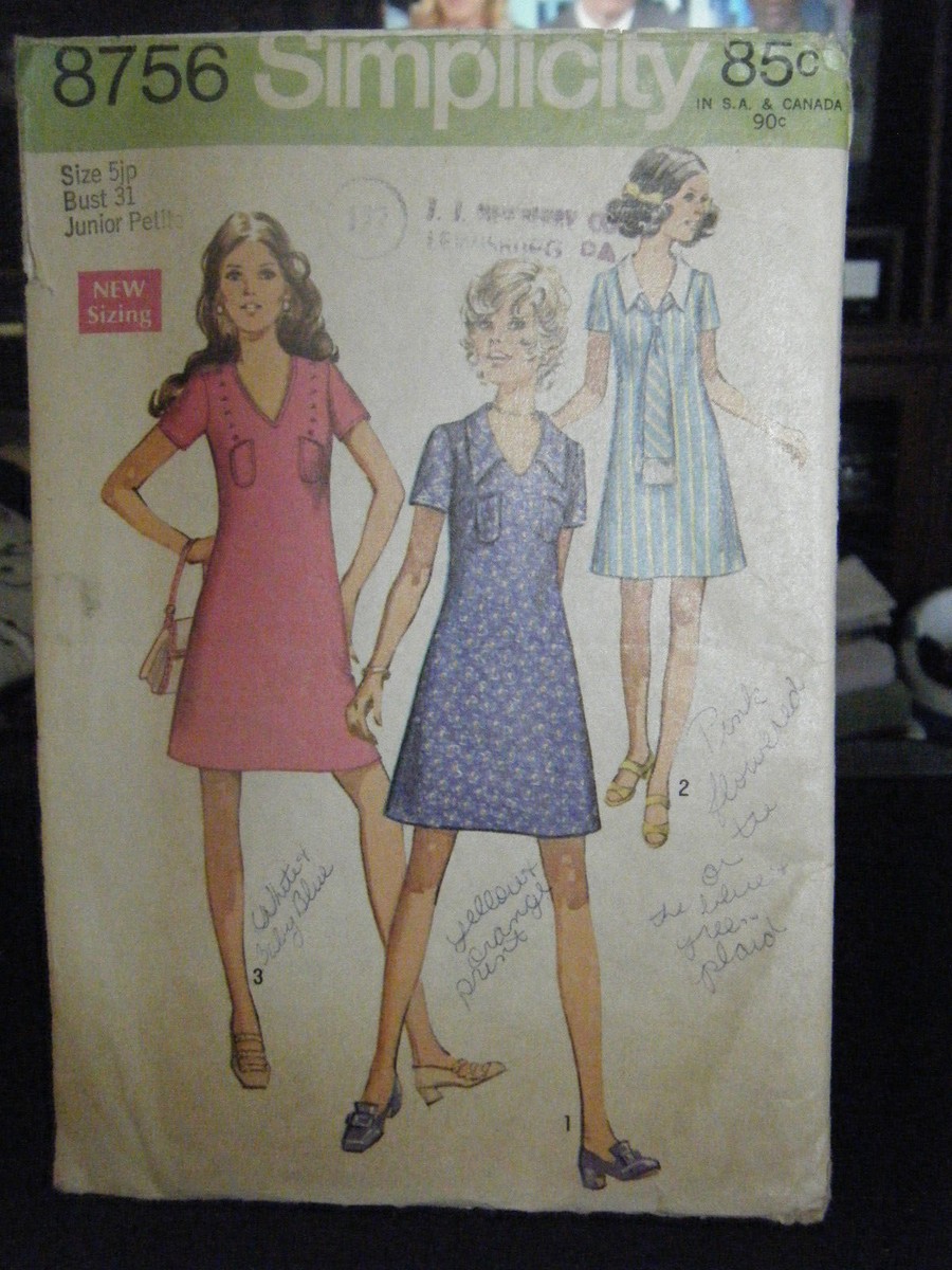 Vintage Simplicity 8756 Junior Petite Dress & Tie Pattern - Size