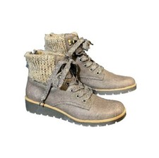 Adrienne Vittadini Trilogy Wedge Ankle Boots Womens 8.5 Brown Lace Up Collar