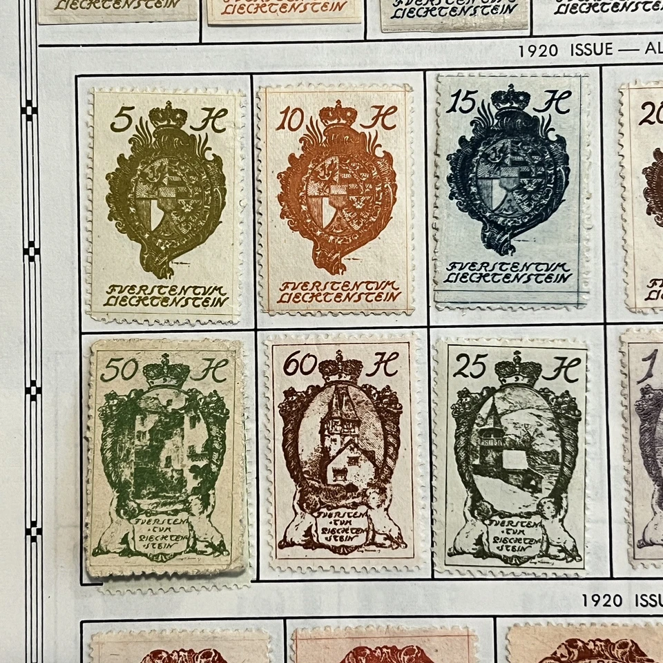 1920 LIECHTENSTEIN MINT STAMPS LOT ON ALBUM PAGE IMPERF, SETS, SHORT SETS - Image 3 of 4