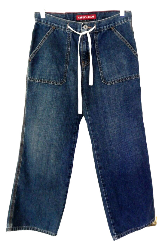 Nautica Drawstring Capri/Crop Jeans w Carpenter Hook-2, blue