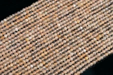 2MM Genuine Natural Moonstone Beads Indian AAA Faceted Round Loose Beads 15"