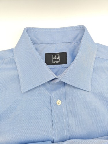 🇺🇲 Ike Behar 100% Cotton French Cuff 16.5x34 Blue Twill - Picture 3 of 7