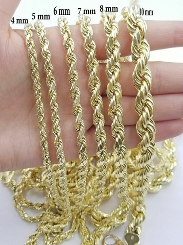Solid 10k Yellow Gold Rope Chain 