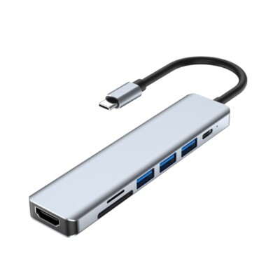 All in UsbC TypeC Hub with Card Reader 4KHDMI USB Adapter for Laptop Tablet
