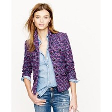 J.Crew Tweed Wool Blend Purple Blazer size 2 Preppy