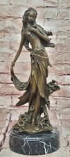 Real Bronzo Metallo Statua Marmo Base Mother Natura Divinità Love Regalo Art