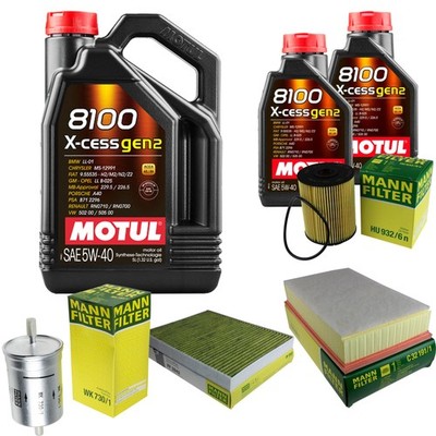 MANN Inspektionspaket 7L MOTUL 8100 X-CESS 5W-40 für VW Multivan V 3.2 V6