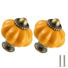 Burnt Yellow Pumpkin Knobs 6 Pack Ceramic Cabinet Knobs Vintage Drawer Pulls ...