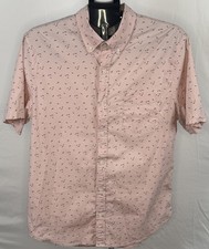 True Craft Button Up Shirt Mens Large Pink Print Short Sleeve Casual Cotton True Craft Button Up Shirt Mens Large Pink Print Short Sleeve Casual Cotton