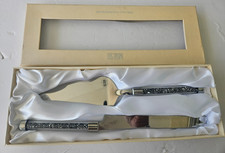 Vintage Stunning Oleg Cassini Crystal Handle Wedding Cake Knife  Server Set