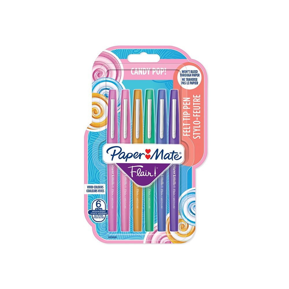 Paper Mate Flair Felt Tip Pens   Medium Tip (0.7 mm)   Candy POP Colours   6 Cou