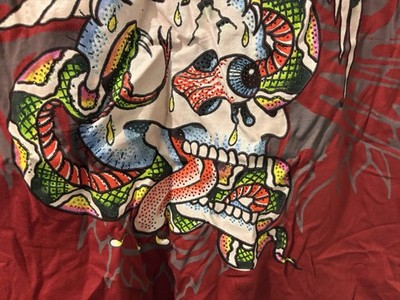 Men's Ed Hardy Skull Graphic T-Shirt with Rhinestones Red size XL