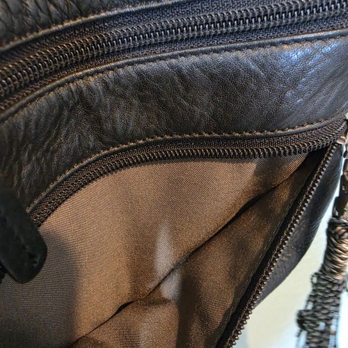 Vintage 90’s Y2K Pebbled Leather Crossbody Shoulder Bag Purse Travel Multi Zip  - Picture 4 of 9
