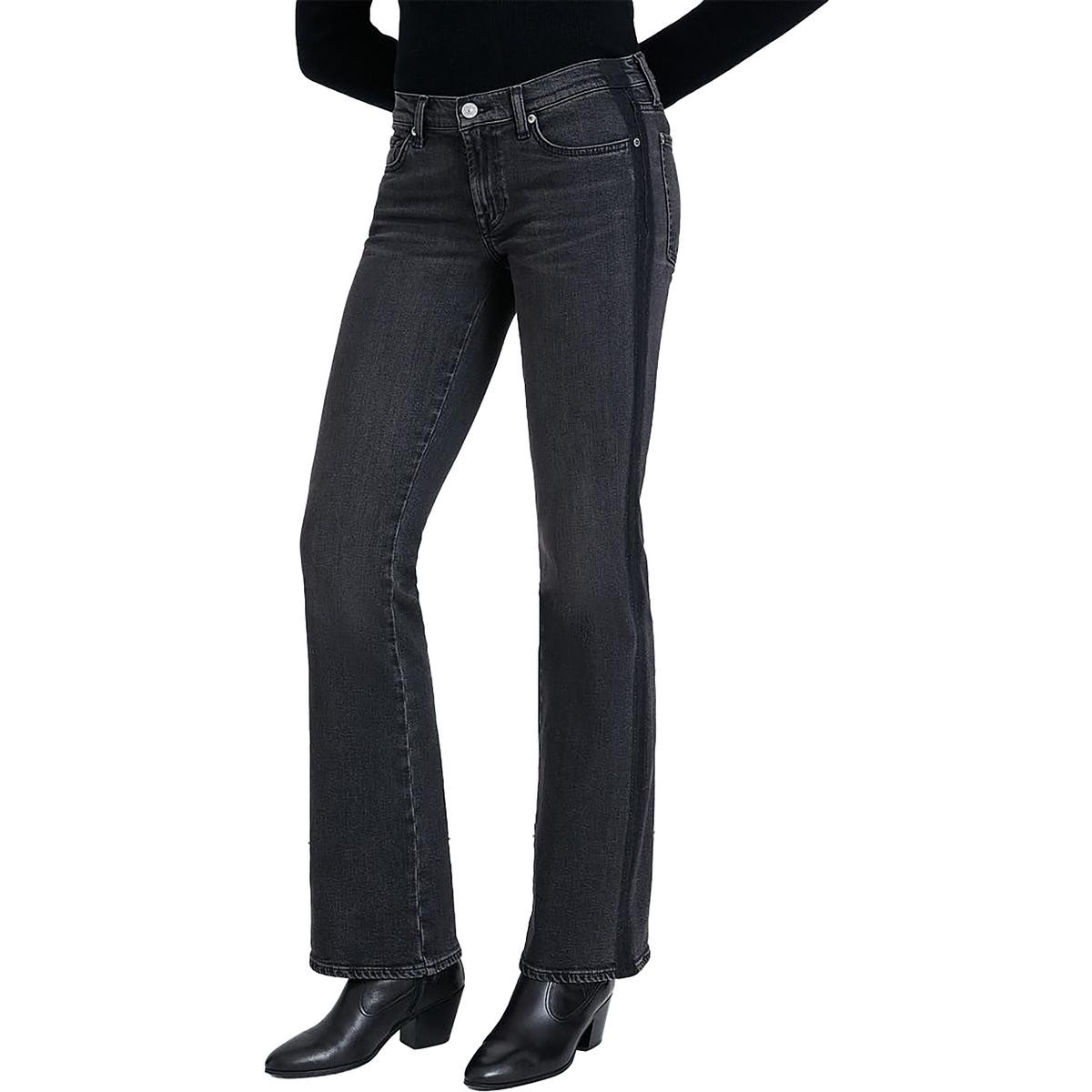 7 For All Mankind Женские черные джинсы с низкой посадкой и бахромой 27 BHFO 8905
