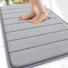 30x20 Inch Memory Foam Bath Mat Super Soft Absorbent Bathroom Rug Grey