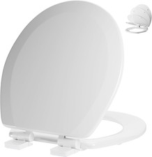 Slow Close Wood Toilet Seat  White, round 16.5''  