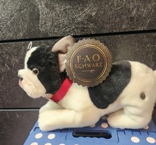 FAO Schwarz 12" Plush Puppy Dog Boston Terrier French Bulldog Frenchie NEW