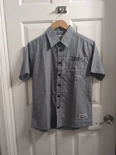 Wacko Maria Japan Guilty Parties Mens SS Chambray Shirt L Rare Patching On Back!
