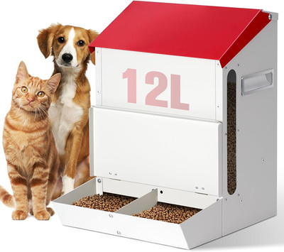 Automatic Cat Feeder 2 Cats,50Cups/12L Automatic Pet Feeders Large Capacity Outd