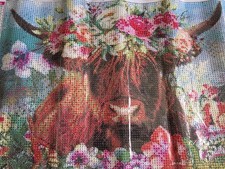 Highland Cow with Flowers Diamond Art Kit 30x40cm Round Drills 23 Colors New