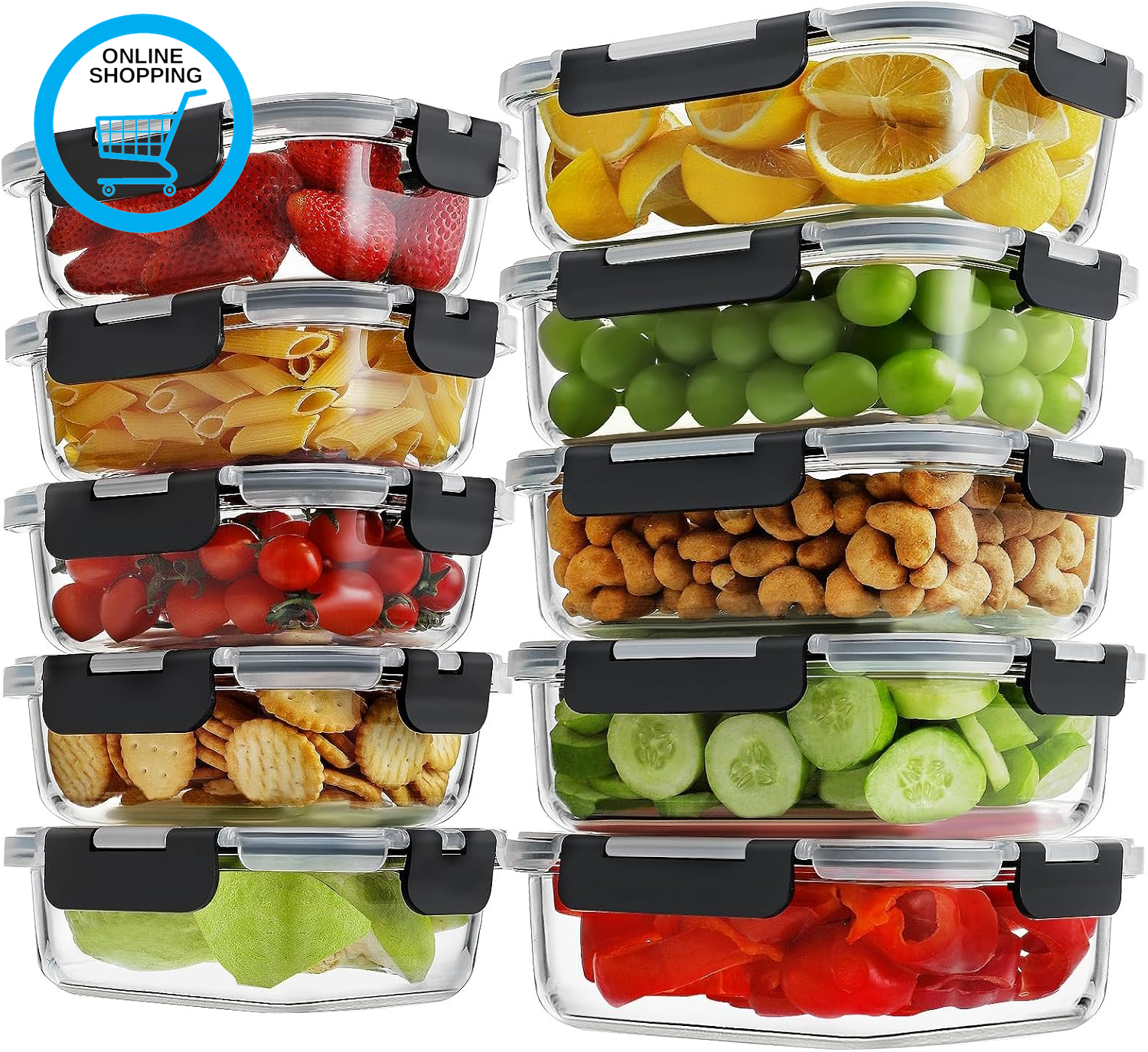 Meal Prep Glass Containers with Lids (10 Pack) – Airtight & Bpa-Free – Microwave